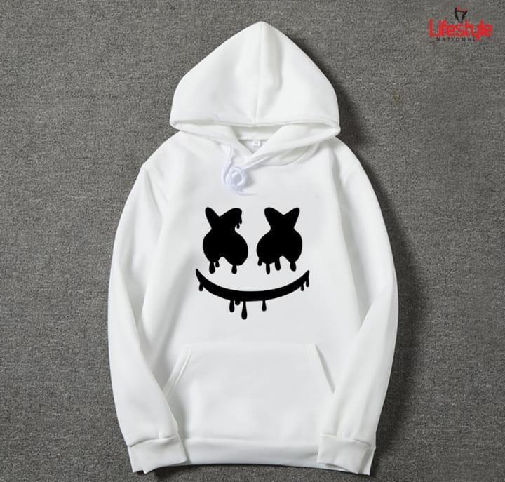 Men's Cozy White Graphic Sublimation Cotton Hoodie