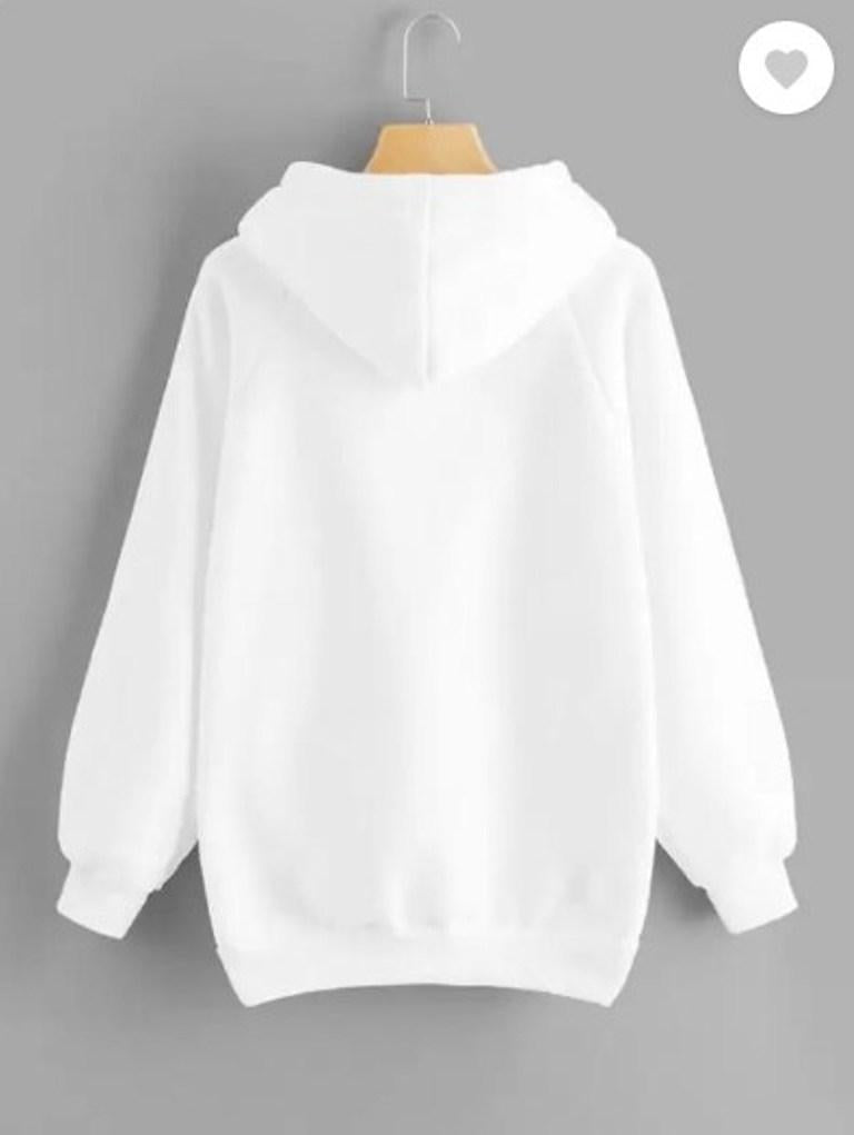 Men's Crisp White Plain Fleece Hoodie