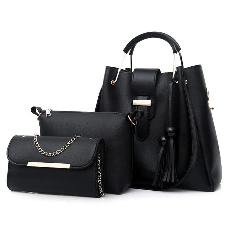 Women’s PU Leather Shoulder Bag – 3-Piece Set